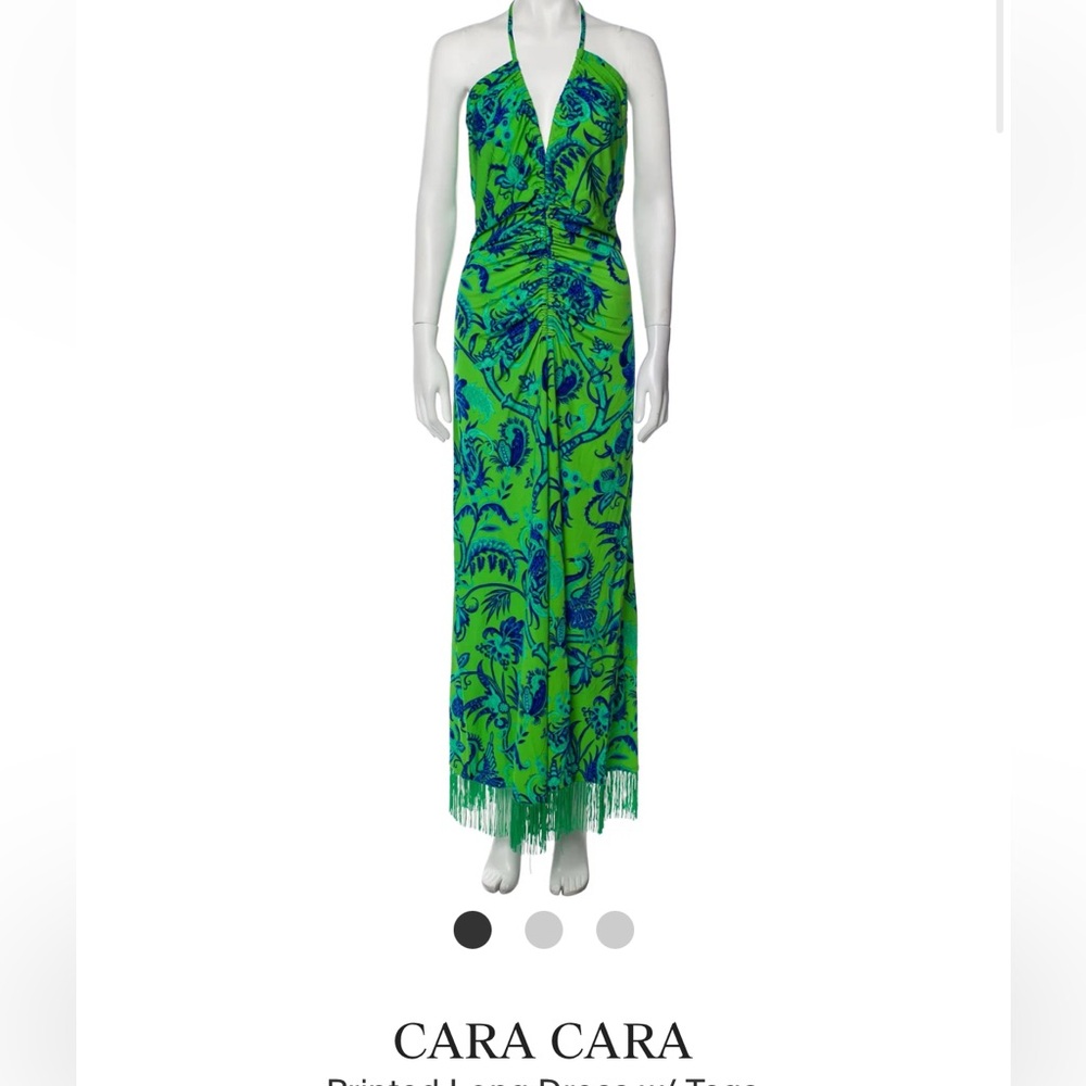 CARA CARA blue green maxi fringe dress size M